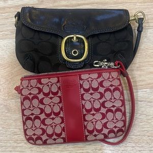 Two coach wristlets red one just needs a new zipper black one needs cleaning